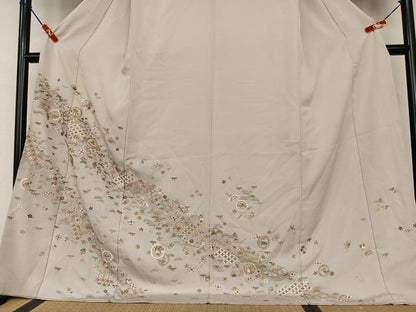 平和屋着物●訪問着 総刺繍 飛鶴花宝尽くし文 金糸 ロング丈 正絹 逸品 AAAW9277zg