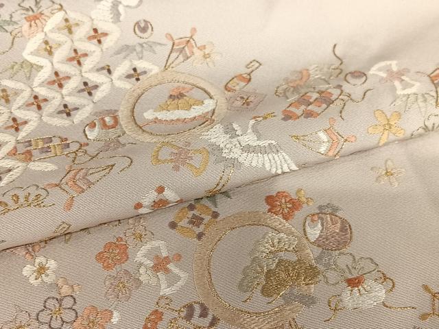 平和屋着物●訪問着 総刺繍 飛鶴花宝尽くし文 金糸 ロング丈 正絹 逸品 AAAW9277zg