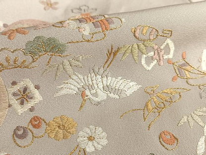 平和屋着物●訪問着 総刺繍 飛鶴花宝尽くし文 金糸 ロング丈 正絹 逸品 AAAW9277zg