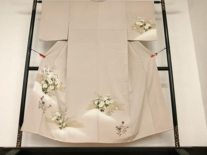 平和屋着物●訪問着 草花文 暈し染め 金彩 正絹 逸品 AAAW9283zg