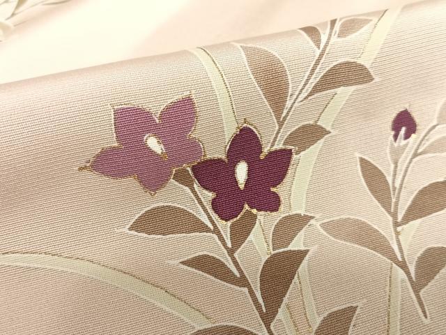 平和屋着物●訪問着 草花文 暈し染め 金彩 正絹 逸品 AAAW9283zg