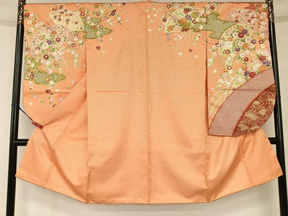 平和屋着物●anan 小振袖 二尺袖 駒刺繍 檜扇花文 金彩 洗える着物 AAAW9291zg