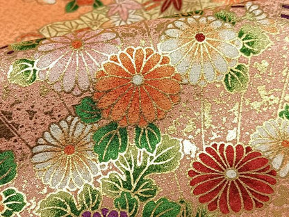 平和屋着物●anan 小振袖 二尺袖 駒刺繍 檜扇花文 金彩 洗える着物 AAAW9291zg
