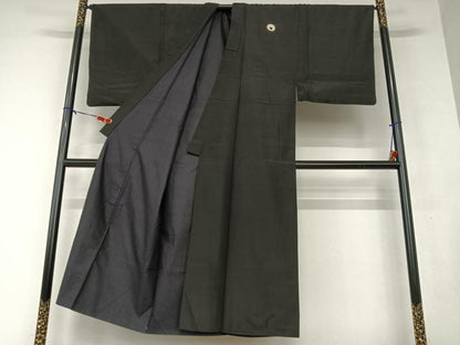 平和屋着物●男性　黒紋付き　正絹　逸品　AAAW9295zg