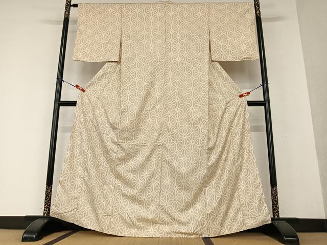 平和屋着物●上質な紬 麻の葉文様 正絹 逸品 AAAW9297zg