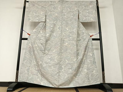 平和屋着物●本場大島紬 白大島 カタス7マルキ 人物風景花文 正絹 逸品 AAAW9304zg