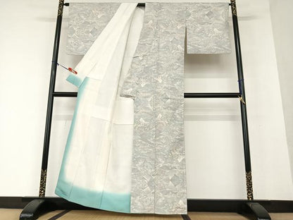 平和屋着物●本場大島紬 白大島 カタス7マルキ 人物風景花文 正絹 逸品 AAAW9304zg