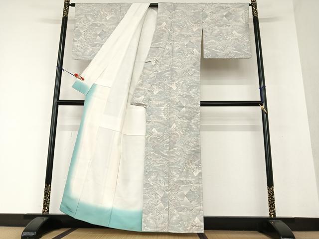 平和屋着物●本場大島紬 白大島 カタス7マルキ 人物風景花文 正絹 逸品 AAAW9304zg