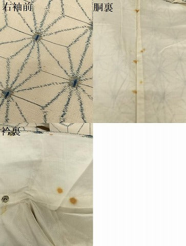 平和屋着物●上質な紬　麻の葉文様　正絹　逸品　AAAW9320zg