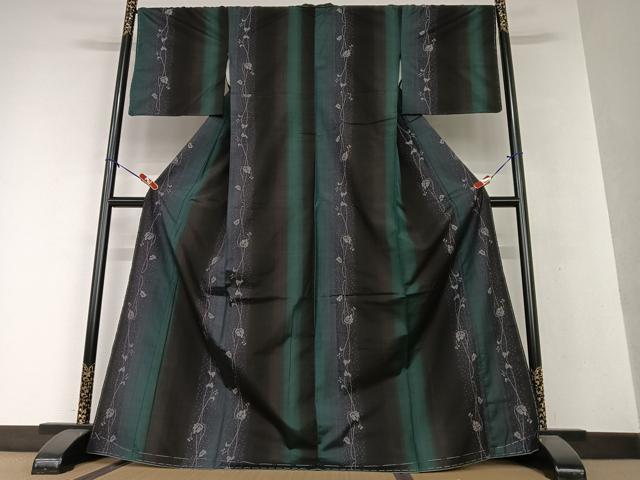 平和屋着物●本場大島紬 カタス7マルキ 地空 蔦の葉文 黒地 ますいわ屋扱い 正絹 逸品 未使用 AAAW9324zg