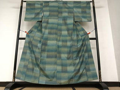 平和屋着物●上質な紬　横段文　暈し染め　正絹　逸品　AAAW9326zg