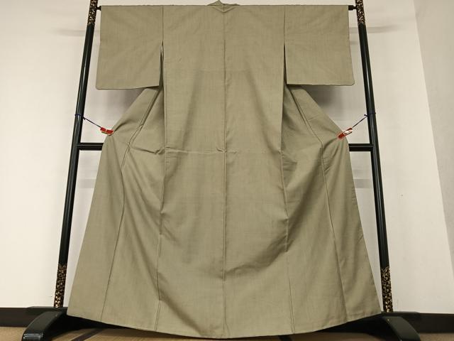 平和屋着物●上質な紬　色無地　空五倍子色　正絹　逸品　AAAW9329zg