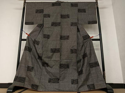平和屋着物●本場大島紬　一元絣　人物花文　正絹　逸品　AAAW9335zg