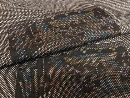 平和屋着物●本場大島紬　一元絣　人物花文　正絹　逸品　AAAW9335zg