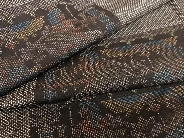 平和屋着物●本場大島紬　一元絣　人物花文　正絹　逸品　AAAW9335zg