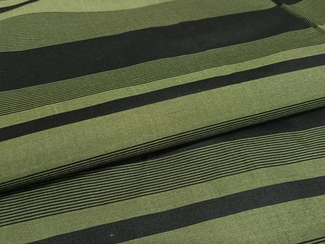 平和屋着物●本場縞大島紬 横段文 黒地 正絹 逸品 AAAW9341zg