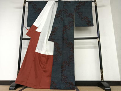 平和屋着物●上質な紬 花唐草文 正絹 逸品 AAAW9345zg
