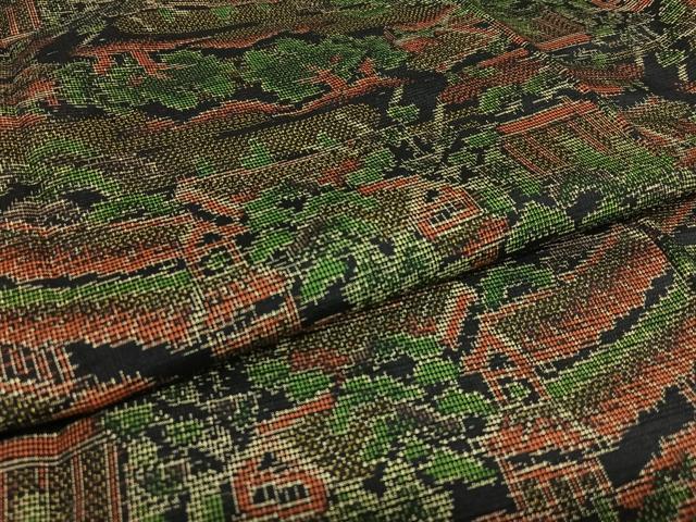 平和屋着物●上質な紬 風景文 正絹 逸品 AAAW9346zg