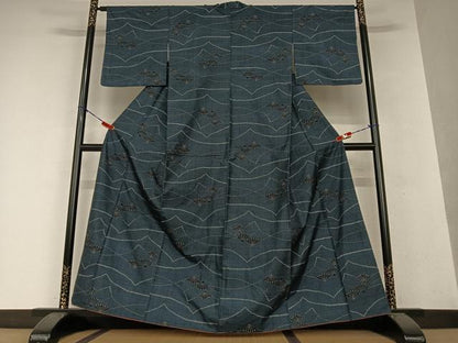 平和屋着物●本場大島紬 一元絣 立波花文 正絹 逸品 AAAW9356zg