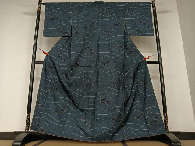 平和屋着物●本場大島紬 一元絣 立波花文 正絹 逸品 AAAW9356zg