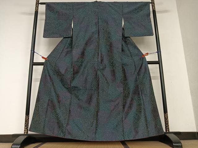 平和屋着物●上質な紬 草花文 正絹 逸品 AAAW9358zg