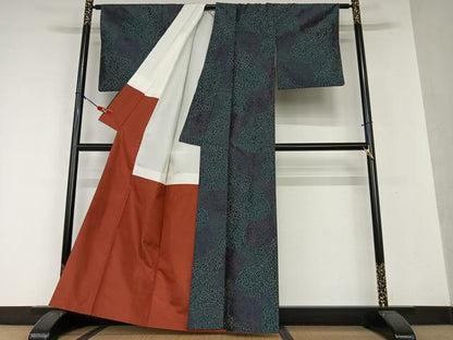 平和屋着物●上質な紬 草花文 正絹 逸品 AAAW9358zg