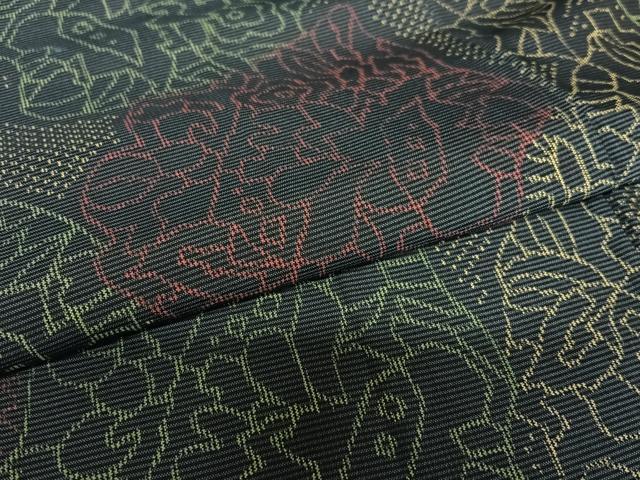 平和屋着物●上質な紬 草花文 正絹 逸品 AAAW9358zg