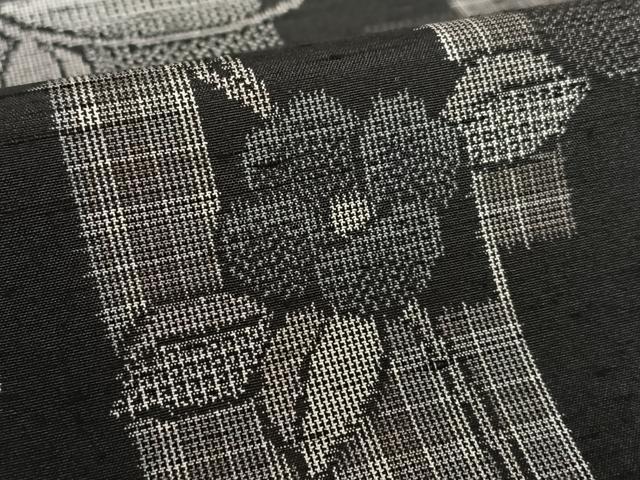 平和屋着物●上質な紬 色紙重ね花唐草文 正絹 逸品 AAAW9359zg