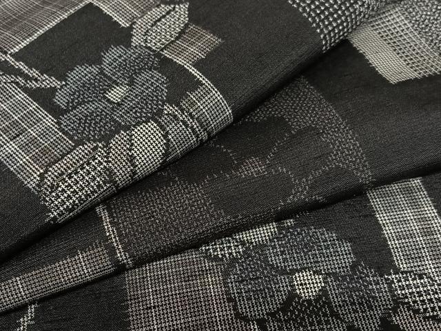 平和屋着物●上質な紬 色紙重ね花唐草文 正絹 逸品 AAAW9359zg