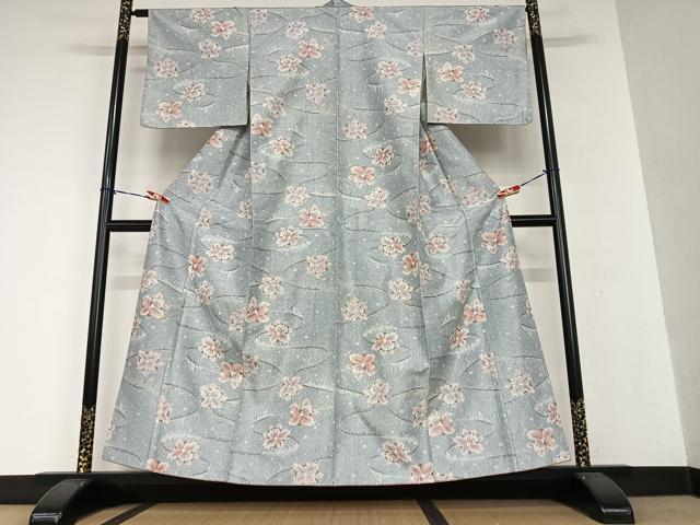 平和屋着物●上質な紬 舞花文 正絹 逸品 AAAW9360zg