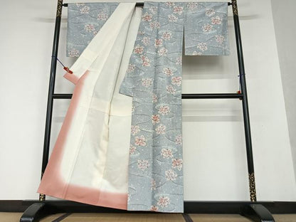 平和屋着物●上質な紬 舞花文 正絹 逸品 AAAW9360zg