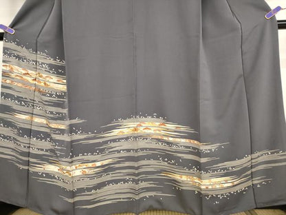 平和屋着物●銀座きしや 訪問着 駒刺繍 松竹梅扇文 金彩 たとう紙付き 正絹 逸品 AAAW9402br