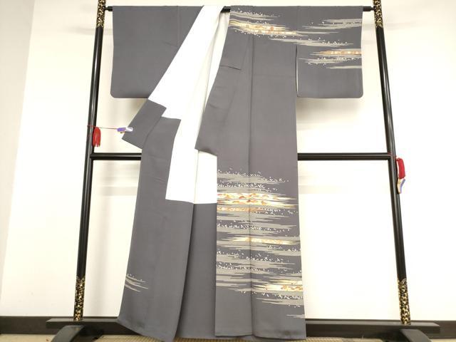 平和屋着物●銀座きしや 訪問着 駒刺繍 松竹梅扇文 金彩 たとう紙付き 正絹 逸品 AAAW9402br