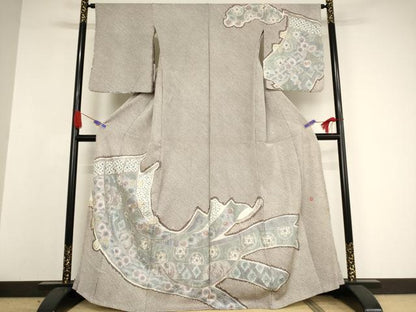 平和屋着物●名門 藤娘きぬたや・総絞り 伊藤卓夫 訪問着 中国三大刺繍 汕頭刺繍 スワトウ刺繍  仮絵羽 正絹 逸品 未使用 AAAW9411br