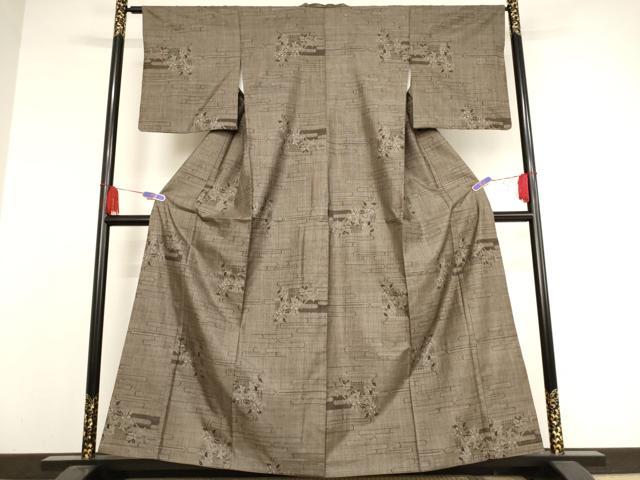 平和屋着物●本場大島紬　カタス9マルキ　エ霞枝花文　正絹　逸品　AAAW9412br