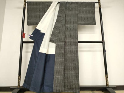 平和屋着物●本場大島紬 一元絣 変わり間道 正絹 逸品 AAAW9414br