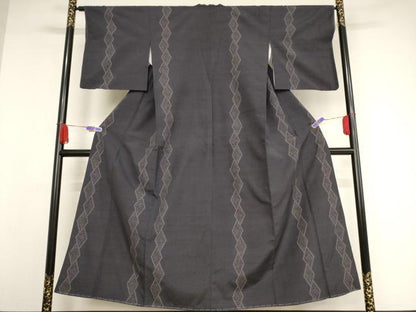 平和屋着物●結城紬　100亀甲　吉祥花菱文　正絹　逸品　AAAW9417br