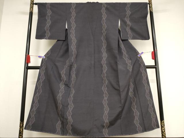 平和屋着物●結城紬　100亀甲　吉祥花菱文　正絹　逸品　AAAW9417br