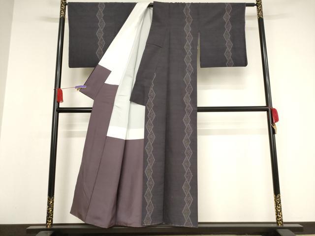 平和屋着物●結城紬　100亀甲　吉祥花菱文　正絹　逸品　AAAW9417br