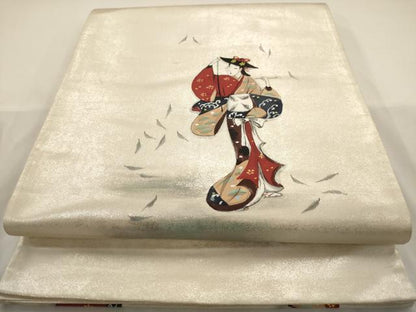 平和屋着物◎太鼓柄袋帯 手描き 人物文 正絹 逸品 AAAW9604dt