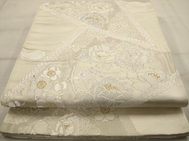 平和屋着物◎六通柄袋帯 唐織 草花文 金銀糸 正絹 逸品 AAAW9651dt