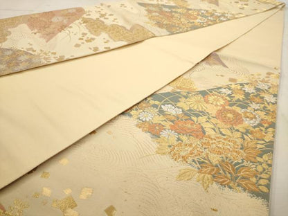 平和屋着物◎六通柄袋帯 草花文 金銀糸 正絹 逸品 AAAW9655dt