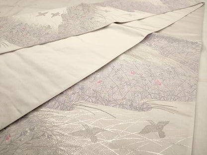 平和屋着物◎六通柄袋帯 唐織 深山秋草散し文 銀糸 正絹 逸品 AAAW9668dt