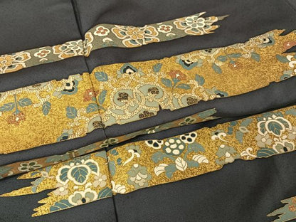 平和屋着物●京友禅 タケハナ染匠 色留袖 刺繍 霞花文 金糸 金彩 正絹 逸品 AAAX0002np