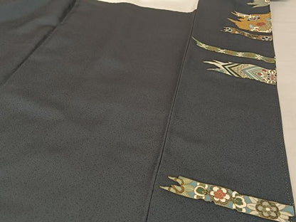 平和屋着物●京友禅 タケハナ染匠 色留袖 刺繍 霞花文 金糸 金彩 正絹 逸品 AAAX0002np