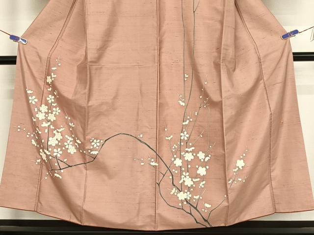 平和屋着物●訪問着 友禅 作家物 紬地 枝梅文 正絹 逸品 AAAX0003np