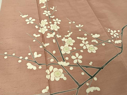 平和屋着物●訪問着 友禅 作家物 紬地 枝梅文 正絹 逸品 AAAX0003np
