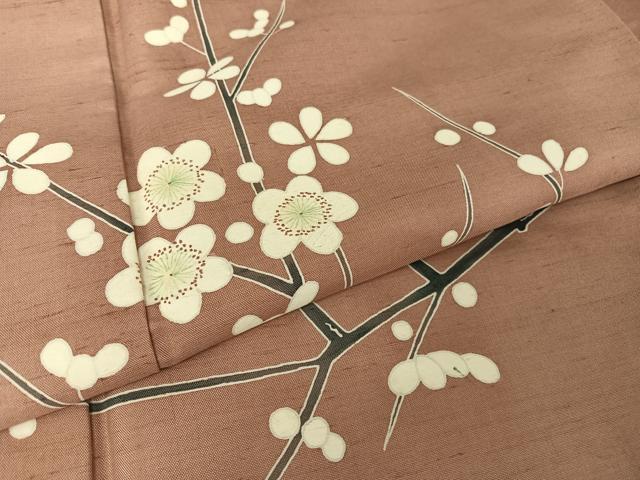 平和屋着物●訪問着 友禅 作家物 紬地 枝梅文 正絹 逸品 AAAX0003np