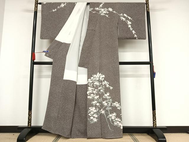 平和屋着物●訪問着　友禅　枝花文　たたき染め　三越扱い　正絹　逸品　AAAX0011np