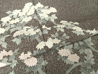 平和屋着物●訪問着　友禅　枝花文　たたき染め　三越扱い　正絹　逸品　AAAX0011np